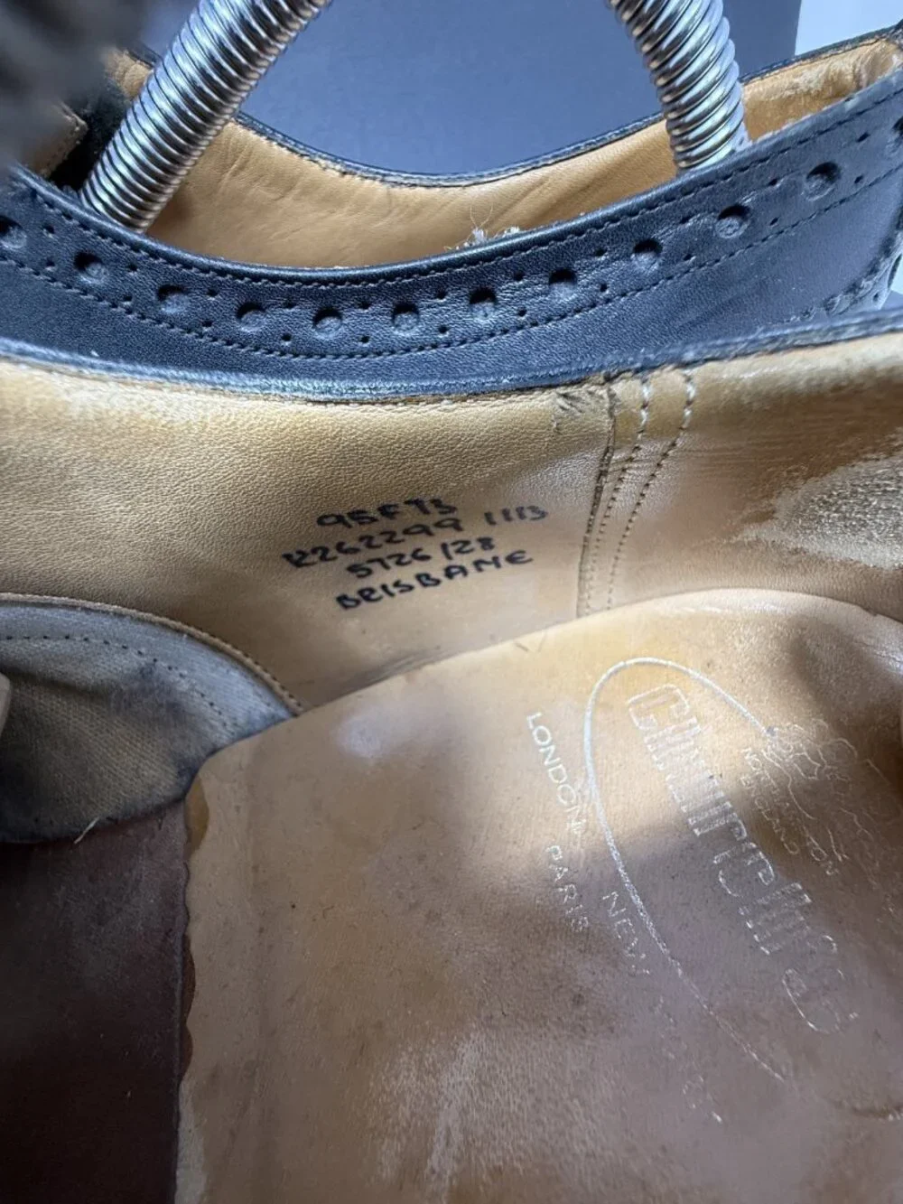 Church's Brisbane Black Leather Oxford Brogue Shoes Mens 11 B READ DESC
